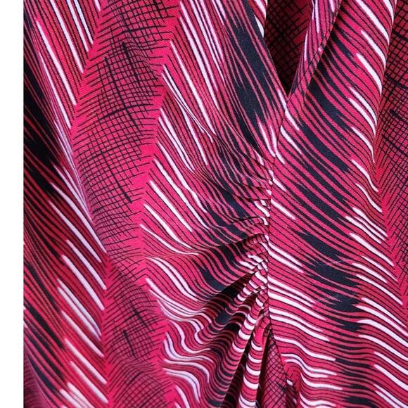 Norma Kamali Printed Surplice Faux Wrap Long Sleeve Stretch Jersey Dress Large - Picture 8 of 9